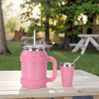 Nouvelle grande capacité 50oz + 5oz en acier inoxydable isolé sous vide 2 pièces ensemble de pichet de bouteille d'eau avec poignée et couvercle pour le camping et le voyage