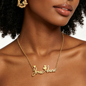 Collana e orecchini personalizzati in acciaio inossidabile UWIN, set da 2 pezzi, gioielli con nome ipoallergenici per ragazza - Product Image 2