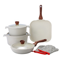Peralatan Memasak Aluminium Tempa Kapasitas Besar 9 Buah, Panci Sup 24/28cm, Wajan 26cm, Loyang Pizza 28cm, Peralatan untuk Kumpul Keluarga Besar