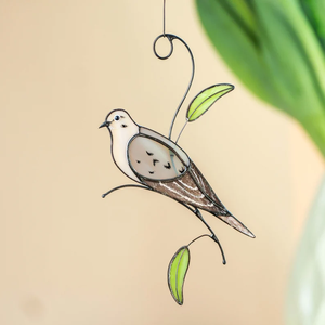 Custom Art Deco Dove Stained Glass Suncatcher Memorial Sympathy Gift Hanging Decoration