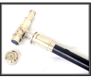 ไม้เท้าพับได้แบบยุทธวิธี ขนาด 38 นิ้ว ทำจากไม้ พร้อมด้ามจับแบบกล้องส่องทางไกลทองเหลือง ของสะสมสำหรับเดินป่าและกิจกรรมกลางแจ้ง - Product Image 2