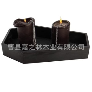 Bandeja de madera con forma de ataúd para Halloween, caja de almacenamiento decorativa rectangular negra para uso en interiores - Product Image 1