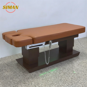 Table de beauté Siman à <span class=keywords><strong>4</strong></span> moteurs, commande électrique, base en bois, cuir PU de haute qualité, repose-<span class=keywords><strong>mains</strong></span> réglable, table pour extensions de cils pour <span class=keywords><strong>salon</strong></span> - Product Image 1