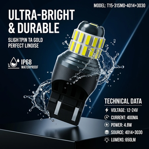 NUEVO TH <span class=keywords><strong>Howie</strong></span> T15-31SMD-4014+3030 Canbus LED Luz de Posición/Faro Trasero 4.8W 12-16V Reemplazo para Matrícula e Instrumentos de Coche - Product Image 2
