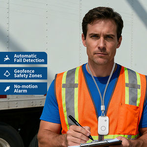 Perangkat Bantuan Telecare Panggilan Darurat SOS Tahan Air 4G EV-12 dengan Pelacak GPS dan Peringatan Jatuh untuk Lansia dan Pekerja yang Terisolasi - Product Image 1