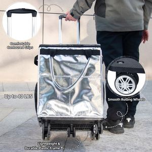 Vente directe d'usine, chariots de courses pliables en polyester, miniatures, réutilisables, portables et économiques - Product Image 4