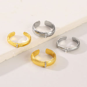 Anello di apertura femminile placcato oro di lusso stile antico medio filo tecnica di disegno zircone luce impilato anello <span class=keywords><strong>per</strong></span> coppie - Product Image 5