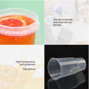 Vasos Desechables de 1000 ml (32 oz) con Logotipo Personalizado, Cubos de Plástico PP Grueso con Tapa y Asa para Envasado de Bebidas y Frutas - Product Image 2