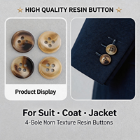 Kancing Baju Resin 11.5mm Grosir, Kancing Bulat 4 Lubang Efek Tanduk, Warna Beige Kopi untuk Aksesoris Pakaian