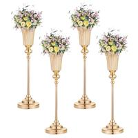 Support de vase à fleurs haut élégant en métal, style européen, luxe léger, or/argent, pour centre de table de mariage, décoration de banquet, fête, hôtel, maison