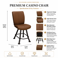 Chaise de jeu de casino haut de gamme SUCCESSOR pour table de poker et machine à sous, siège ergonomique en cuir avec base robuste