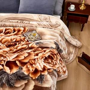 Pivoine imprimé en gros de haute qualité Super chaud Raschel couverture usine directement fournir pas <span class=keywords><strong>cher</strong></span> prix 2 plis couverture - Product Image 6