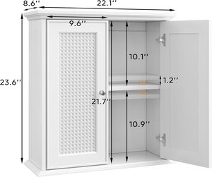 ตู้ยาติดผนังแบบขายส่ง ประตูไม้ ชั้นวางปรับได้ สำหรับห้องน้ำ - Product Image 3