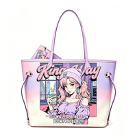 Sac fourre-tout tendance à imprimé anime dégradé, sac à main pour femmes avec mini pochette, grande capacité, vente en gros d'usine, personnalisable