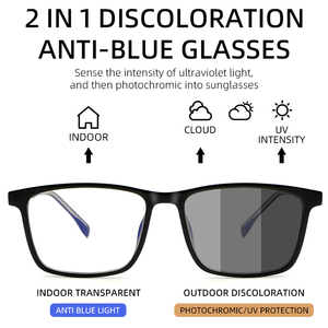 卸売ブルーライトブロッキングフォトクロミックサングラスカスタムロゴアイウェアコンピューター眼鏡アンチブルーライトフォトクロミックメガネ - Product Image 5