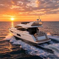 Yacht de luxe de 53 pieds avec flybridge, moteurs diesel inboard, coque en fibre de verre pour les excursions, les croisières, les sports nautiques, la pêche et les divertissements