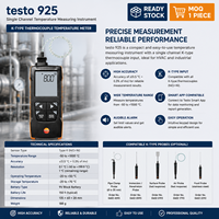 Termometer Digital Saluran Tunggal Tipe K Portabel untuk Pengukuran Industri HVAC