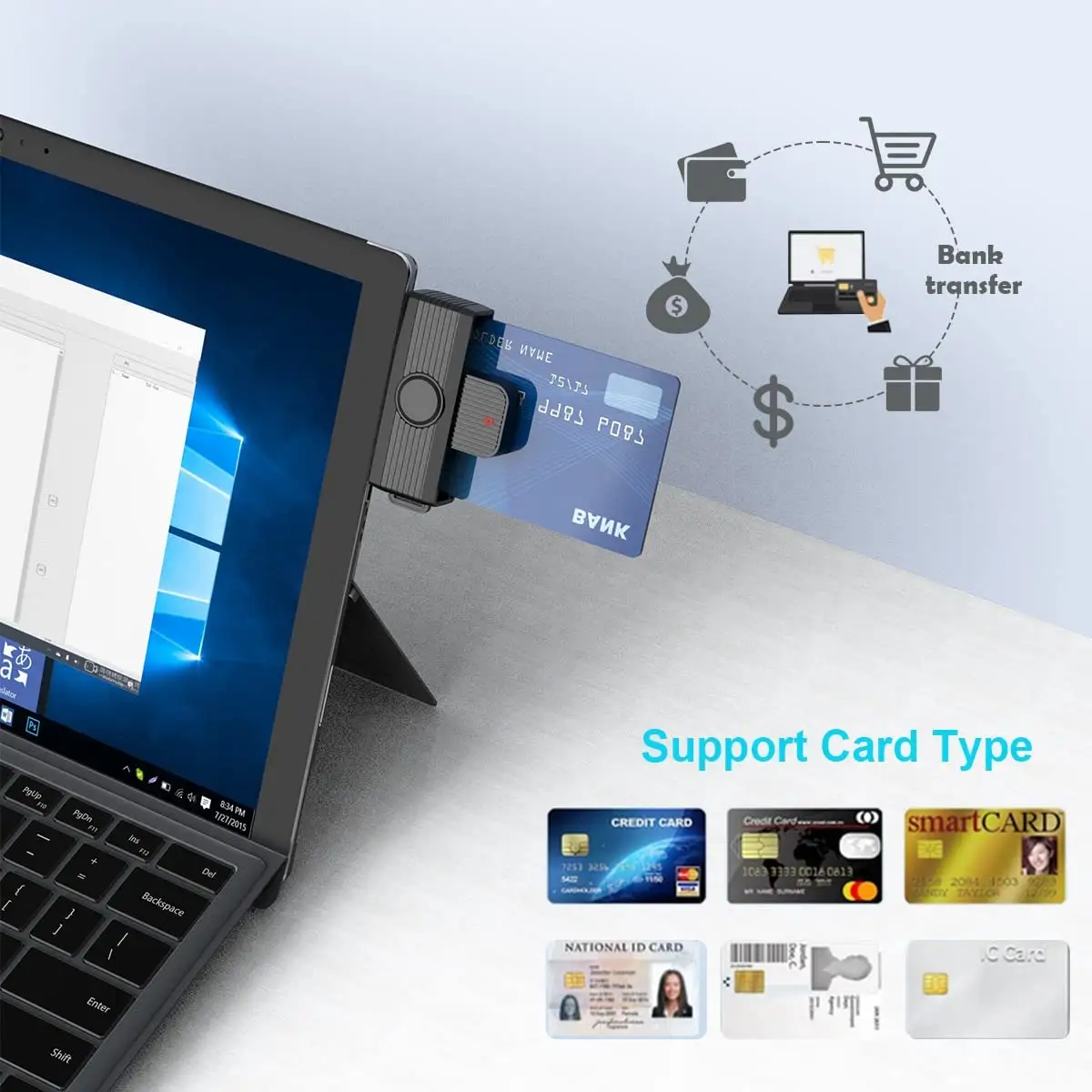 Pembaca kartu pintar Internal USB kompatibel dengan berbagai sistem operasi dan kontak kartu pintar