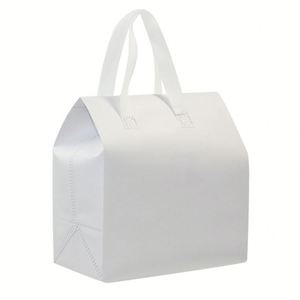 Wholesale Dessert Beverage Restaurant Takeout Waterproof Non-Woven White Sold Cooler Bag With Handle - Product Image 5