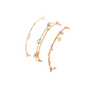 Adornos de fútbol para mujer Europa/Estados Unidos, tobillera de playa de verano transfronteriza, colgante de estrella multicapa, tobillera de diamantes de imitación - Product Image 5