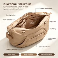 Sac bandoulière croisé spacieux en nylon pour femme, modèle croissant, idéal pour les voyages – Qualité supérieure