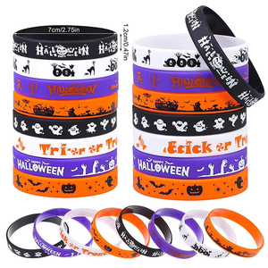 Bracelets promotionnels phosphorescents en silicone sérigraphiés avec logo couleur et icônes personnalisées pour événements nocturnes et fêtes Glow Party - Product Image 5