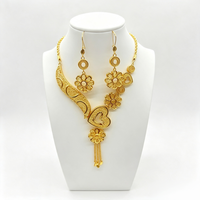 Parures de bijoux plaquées or 24 carats en gros de Dubaï pour femmes, ensemble collier et boucles d'oreilles de mariée, style Moyen-Orient, africain, arabe, pour mariage