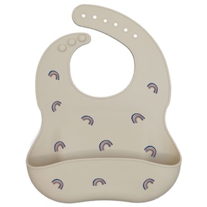 Bavoir bébé en silicone imperméable, léger, doux, couleur personnalisée, pour tout-petits, enfants, repas, tablier, logo personnalisé, vente en gros - Product Image 1