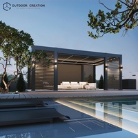 Kits de pergola bioclimatique de jardin, toit à lamelles motorisé et réglable, pavillon extérieur en aluminium thermolaqué pour balcon Prestige