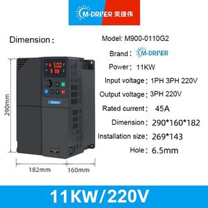Convertisseur de fréquence certifié CE 11 kW 220 V 15 CV Variateurs de fréquence VFD pour moteurs et contrôle industriel - Product Image 2