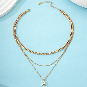 Nuevo collar Multicapa de la <span class=keywords><strong>A</strong></span> LA Z para mujer, cadena de eslabones de moda con chapado en plata para regalos, bodas, fiestas, compromisos - Product Image 5