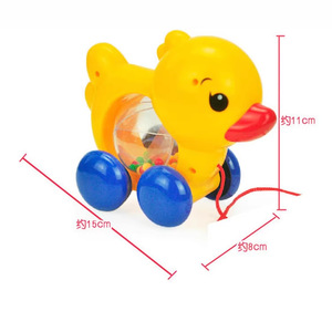 Jouet de marche à la corde en forme de canard avec fonction de hochet pour les tout-petits, longueur 15 cm, largeur 8 cm, hauteur 11 cm - Product Image 1