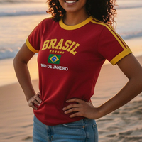 Collection Été 2026 : Vêtements de sport pour femmes à manches courtes, style régulier, avec broderie de lettres brésiliennes, vente en gros, style urbain tendance INS