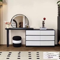 Coiffeuse moderne en bois pour chambre à coucher avec rangement et miroir sur pied éclairé – Ensemble de coiffeuse au design épuré pour appartement et hôtel