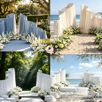 Support de toile de fond métallique ondulé ANNIELU, réglable et autoportant, pour fêtes, cabines photo, cérémonies de mariage et décorations