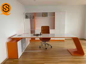 โต๊ะทำงานสีขาวรูปตัวแอลที่ทันสมัยพร้อมตู้เก็บเอกสารบ้านประธานเจ้าหน้าที่ฝ่ายโรงแรม<span class=keywords><strong>นักเรียน</strong></span>ใช้วัสดุ MDF ดีไซน์ยอดนิยม - Product Image 5