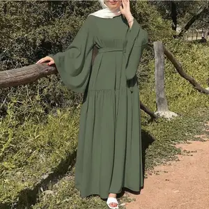 Abaya Dress Womens Solid Muslim Islamic Casual Dress Sleeve Arab Women's Casual Dress Womens Long Casual