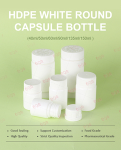 Botella de plástico HDPE blanca de varios tamaños, contenedor vacío para medicamentos, para cápsulas, tabletas, vitaminas, suplementos, con posibilidad de logotipo personalizado. - Product Image 4
