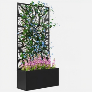 Fioriera in Acciaio Zincato Personalizzabile con Schermo Metallico per Fiori e Piante, Decorazione da Esterno - Product Image 1