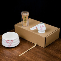 Service à thé japonais en bambou Matcha Fouet traditionnel Bol à Matcha Porte-fouet en céramique Kit de Matcha fait à la main