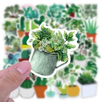 Paquete de 50 Pegatinas de Graffiti con Diseño de Plantas Verdes para Motocicleta, Maleta, Guitarra, Cuaderno, Venta al por Mayor, PVC