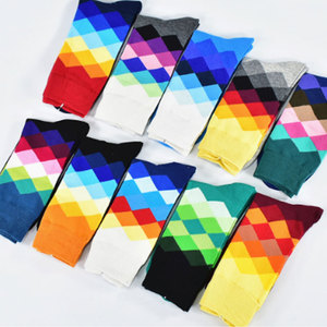 100% <span class=keywords><strong>haute</strong></span> Qualité Coton <span class=keywords><strong>Fantaisie</strong></span> Hommes Chaussettes de Travail avec Diamant Robe Chaussettes Coffret cadeau - Product Image 2