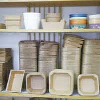 Boîtes à lunch jetables écologiques oblongues rigides avec doublure en carton ondulé Kraft, marque Nature, pour la restauration rapide, les plats à emporter et les coupes de fruits