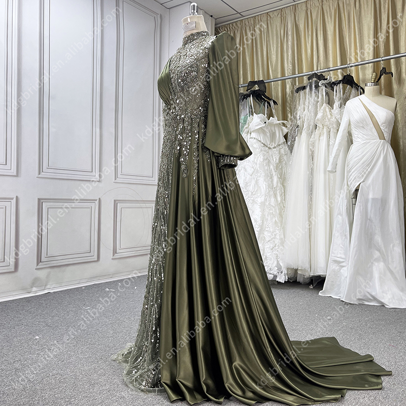 elegant rhinestone olive green dress