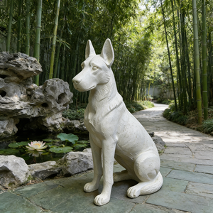 Estatua de <span class=keywords><strong>Pastor</strong></span> Alemán <span class=keywords><strong>Blanco</strong></span>, Escultura de Resina Pintada a Mano, Figura Coleccionable, Diseño de Guardián del Jardín Real Francés - Product Image 3