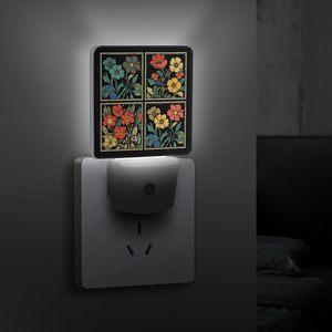 Custom <b>LED</b> <b>Night</b> <b>Light</b> Plug-in Wall-mounted ABS Four Different Flowers Printed for Bedroom Corridor Stairwell 7 Color Options - Product Image 4
