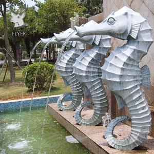 Escultura de animales de piedra para exteriores, estatua de caballito de mar enano de mármol blanco para decoración de jardín - Product Image 2