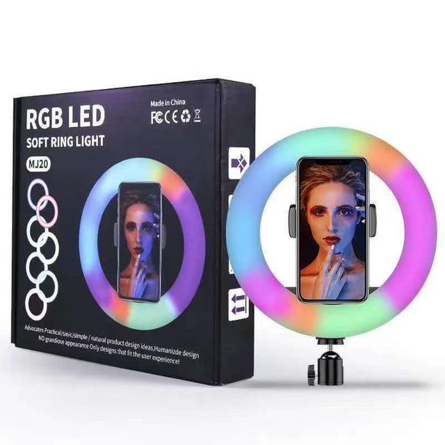 LED RGB Ring Light 20cm 8 Inch RGB Colorful Photography LED for Live Shooting Makeup Video Studio