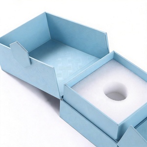 Boîtes en papier de luxe personnalisées bleues mates pour parfum, avec double ouverture et insert en EVA, pour cadeaux féminins, 50ml et 30ml - Product Image 5