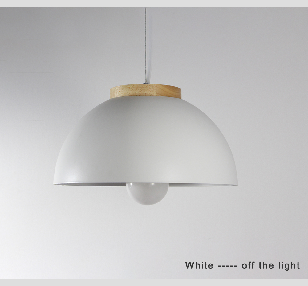 Modern White Pendant Light Simple Restaurant Coffee Shop Wood Grain Single-head Semicircular hanging lamp